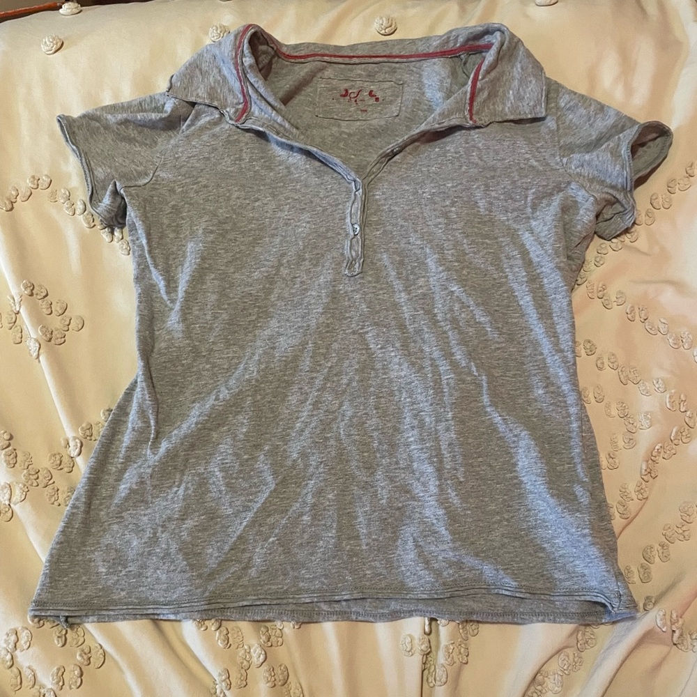 Grey Y2K polo tee